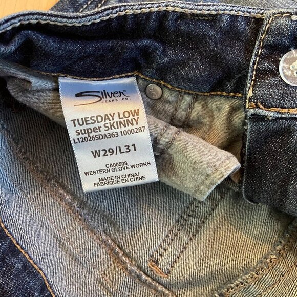Silver Jeans Co. Womens Distressed Tuesday Low Super Skinny sexy Jeans Size 29 - Picture 7 of 12
